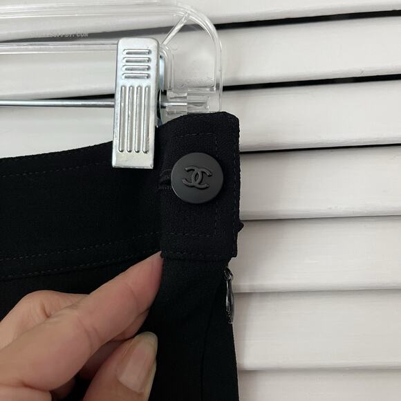 Chanel black pants, vintage 80's straight leg trousers high-rise size IT 36/XS-S - Picture 5 of 11